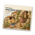 Hardcover picture book "Maya Visits Teta in Lebanon" (digital mockup)